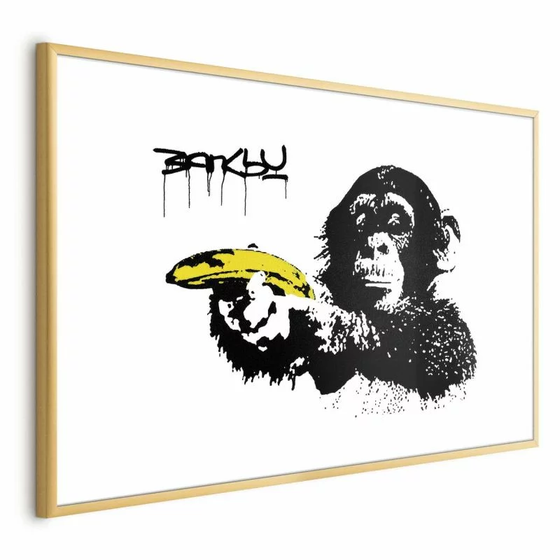 Plakat - Banksy: Małpa z bananem - obrazek 1
