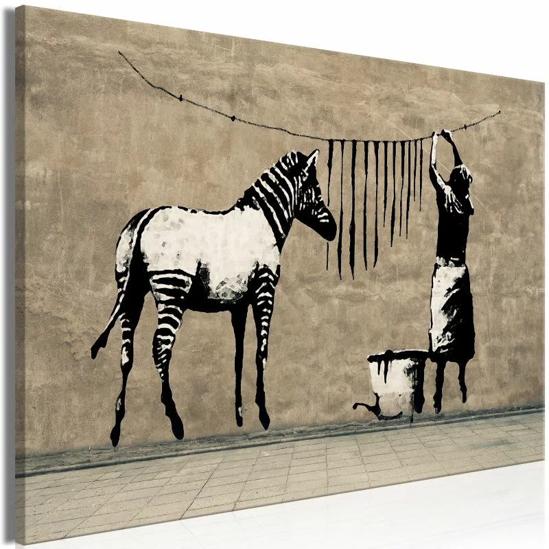 Obraz - Banksy: Pranie zebry na betonie (1-częściowy) szeroki - obrazek 1