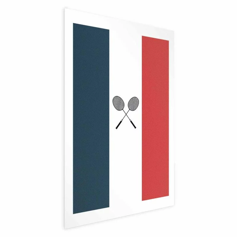 Plakat - Flagi Francji i czarne paletki do badmintona - obrazek 1