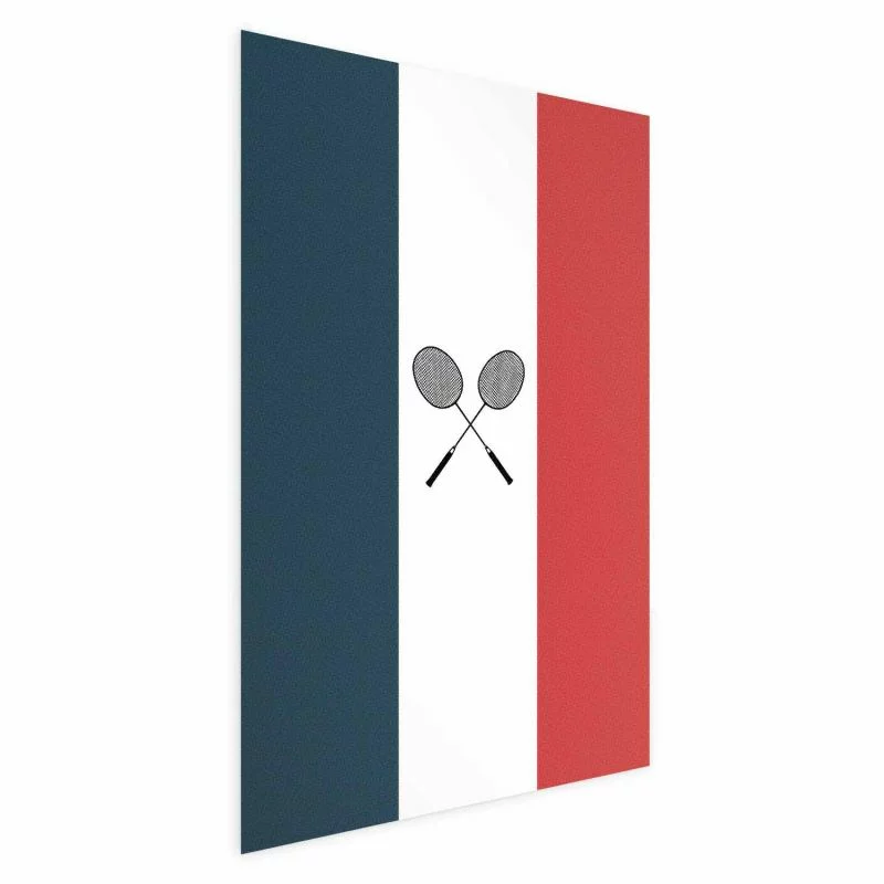 Plakat - Flagi Francji i czarne paletki do badmintona - obrazek 1