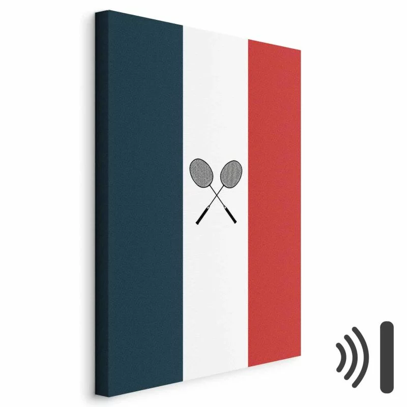 Obraz - Czarne rakietki do badmintona na tle flagi Francji - obrazek 1