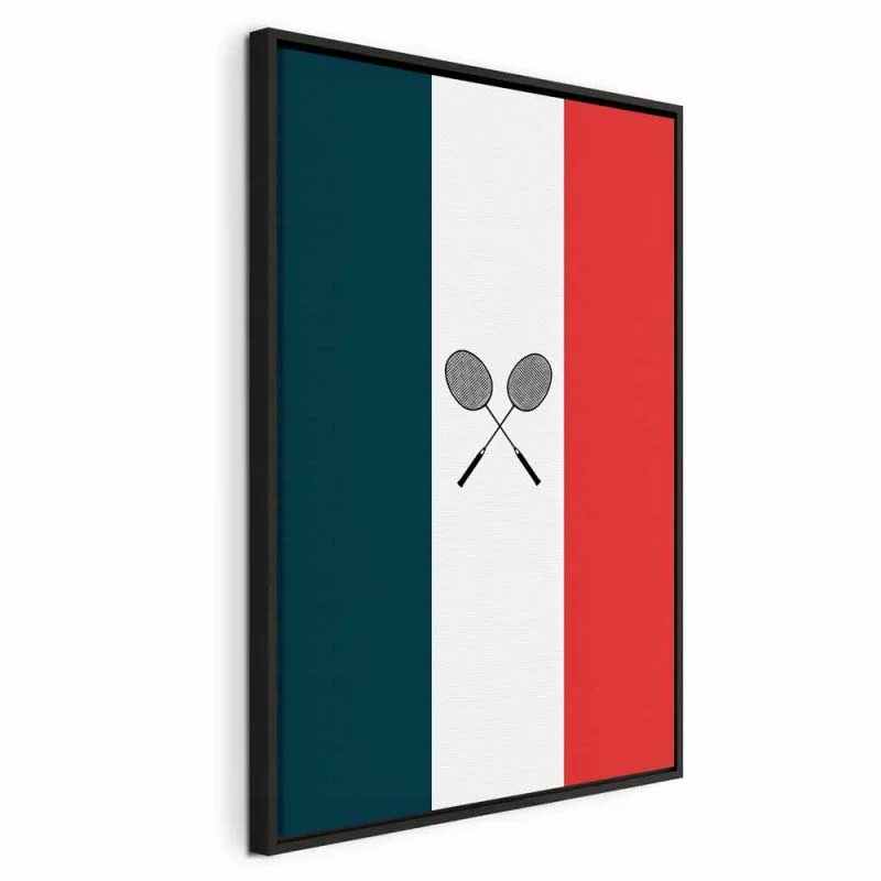 Obraz - Czarne rakietki do badmintona na tle flagi Francji - obrazek 1