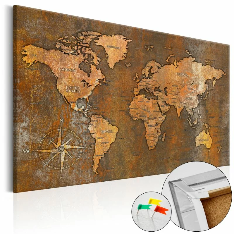Obraz na korku - Rdzawy świat [Mapa korkowa] - obrazek 1
