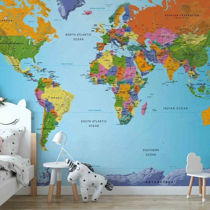 Fototapeta - Mapa świata: Kolorowa geografia - obrazek 1