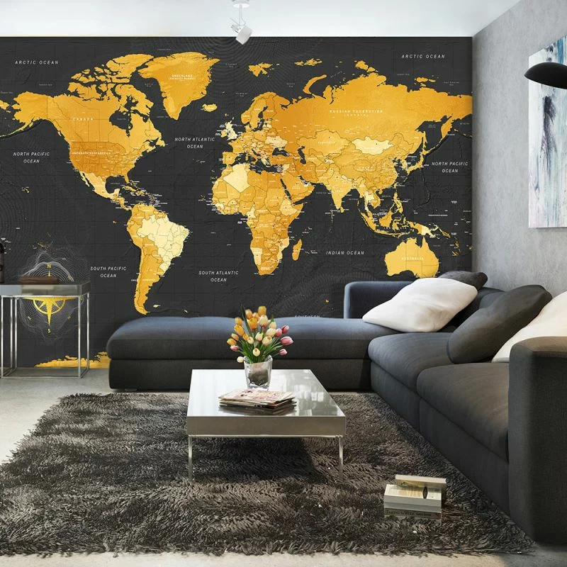 Fototapeta - Mapa: Złoty świat