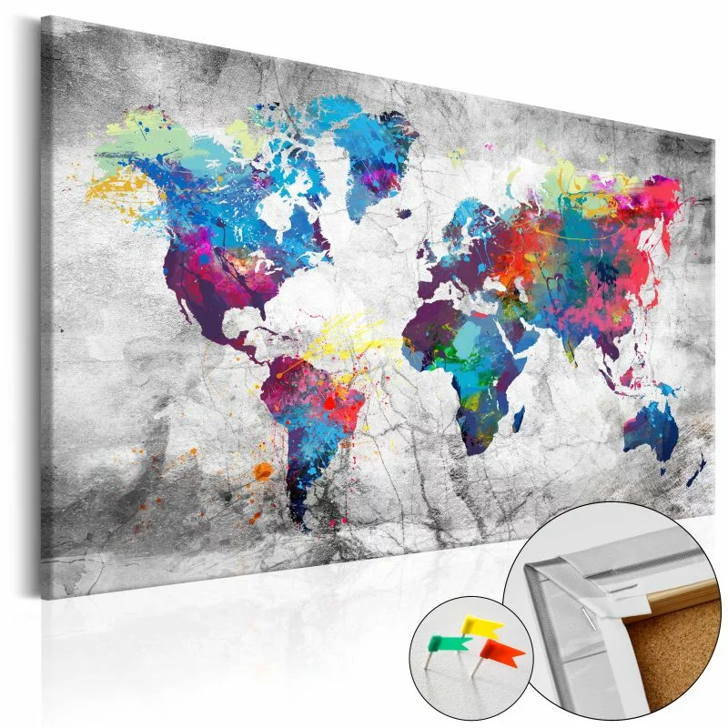 Obraz na korku - Mapa świata: Szary styl [Mapa korkowa] - obrazek 1