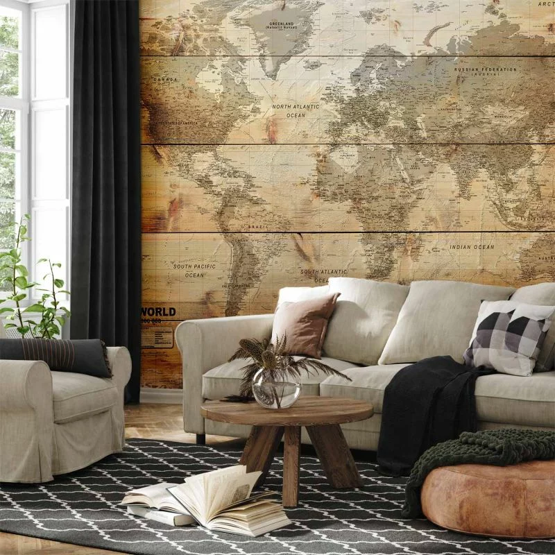 Fototapeta - Mapa na deskach - obrazek 1