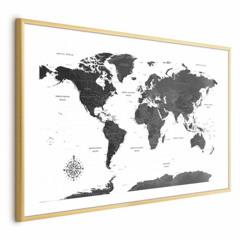 Plakat - Monochromatyczna mapa - obrazek 1