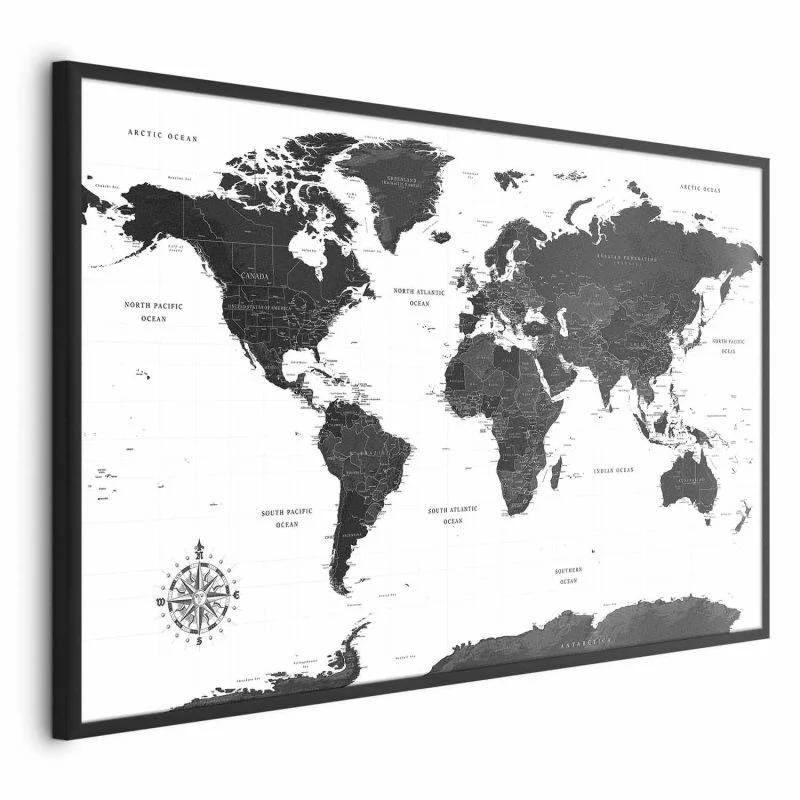 Plakat - Monochromatyczna mapa - obrazek 1
