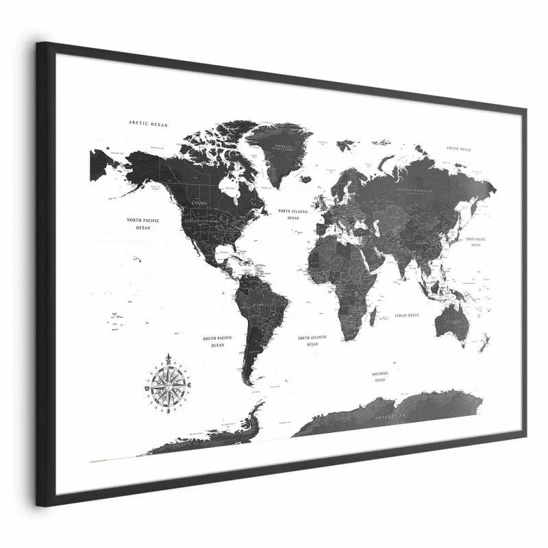 Plakat - Monochromatyczna mapa - obrazek 1