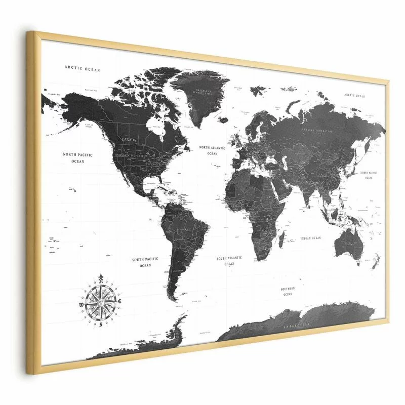 Plakat - Monochromatyczna mapa - obrazek 1