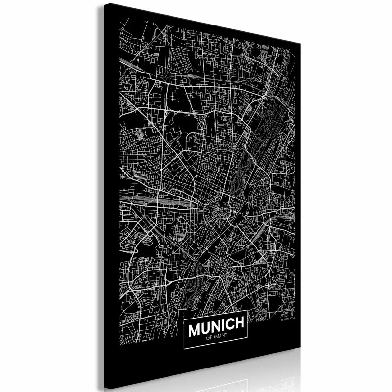 Obraz - Ciemna mapa Monachium (1-częściowy) pionowy - obrazek 1