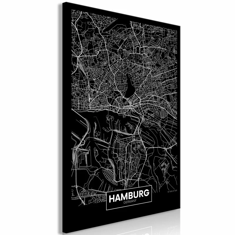 Obraz - Ciemna mapa Hamburga (1-częściowy) pionowy - obrazek 1