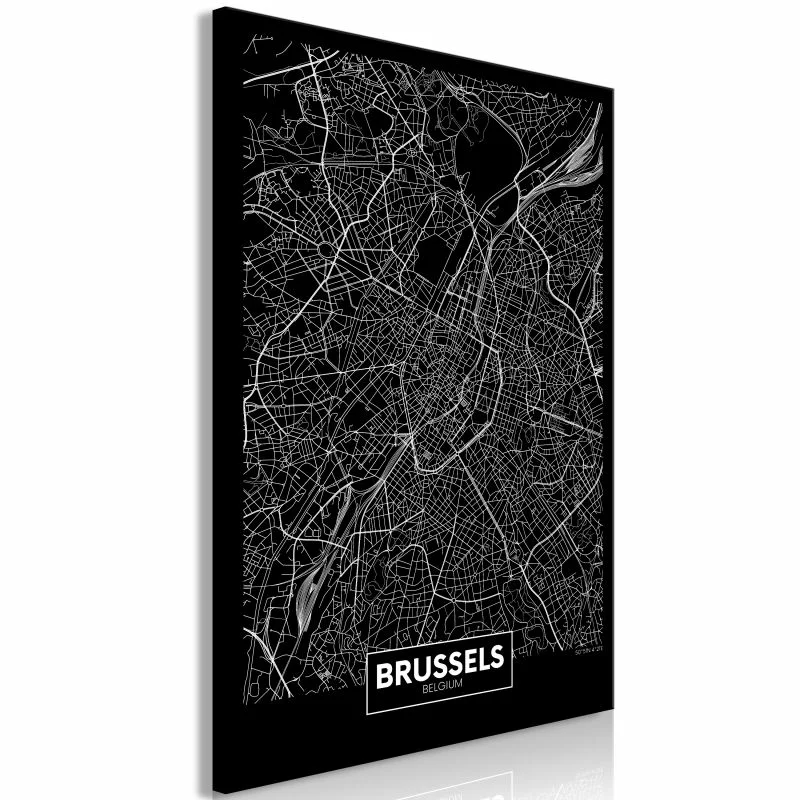 Obraz - Ciemna mapa Brukseli (1-częściowy) pionowy - obrazek 1