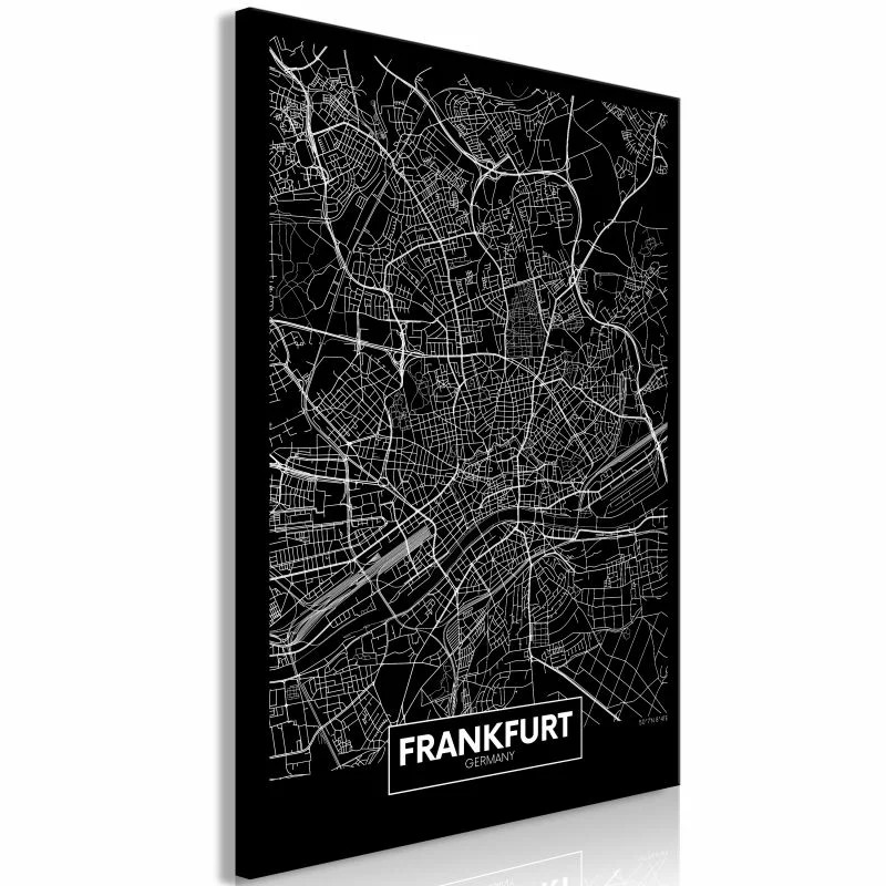 Obraz - Ciemna mapa Frankfurtu (1-częściowy) pionowy - obrazek 1