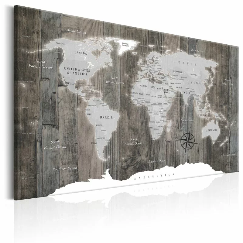 Obraz - Mapa świata: Drewniany świat - obrazek 1