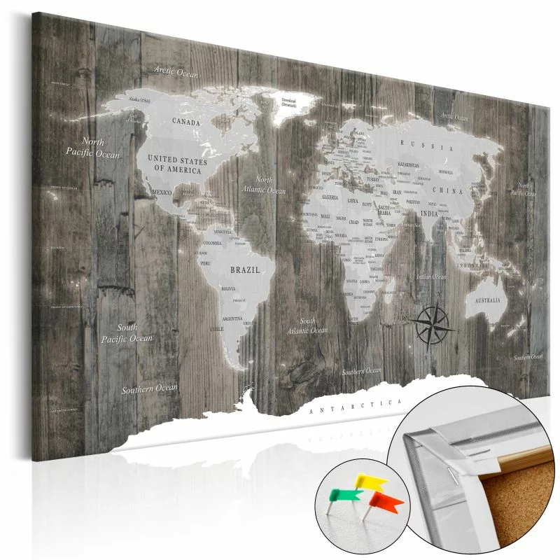 Obraz na korku - Świat z drewna [Mapa korkowa] - obrazek 1