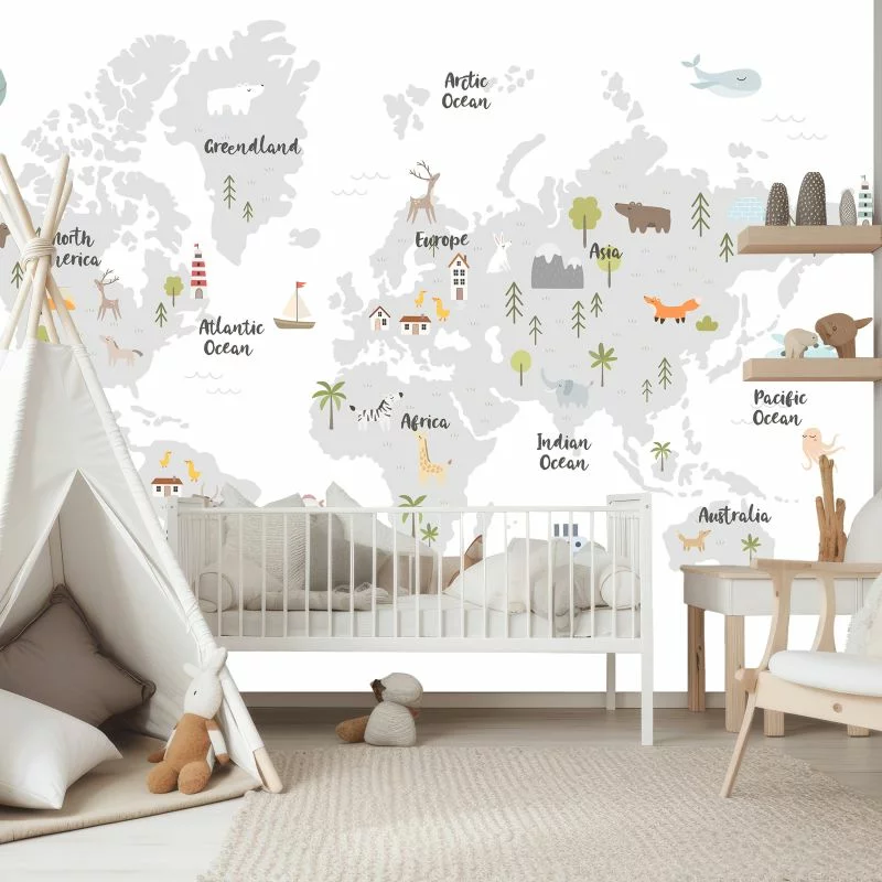 Fototapeta - Minimalistyczna Mapa do pokoju dziecięcego - obrazek 1