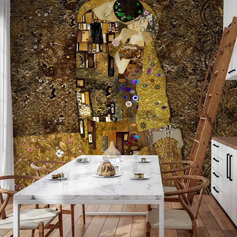 Fototapeta - Inspiracja Klimtem: Złoty pocałunek - obrazek 1