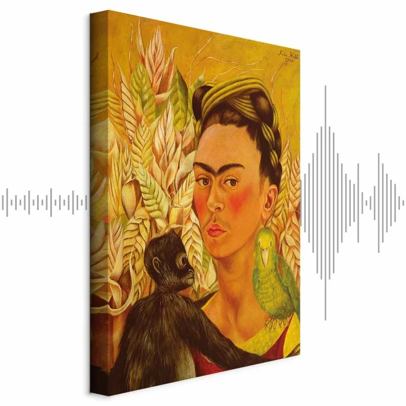 Obraz - Frida Kahlo – Autoportret z małpą i papugą - obrazek 1
