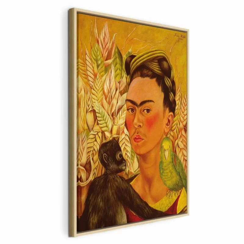 Obraz - Frida Kahlo – Autoportret z małpą i papugą - obrazek 1