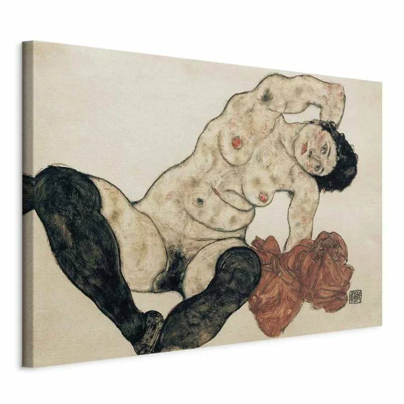Obraz - Liegender Akt mit gelbem Handtuch (Egon Schiele) - obrazek 1
