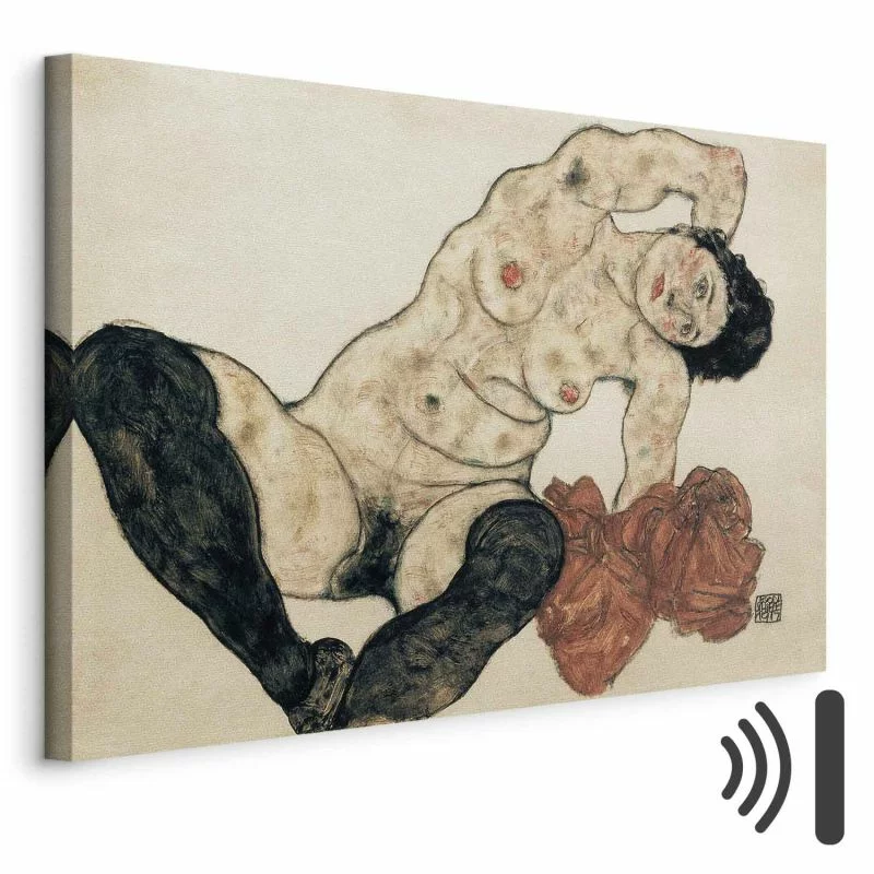 Obraz - Egon Schiele – Liegender Akt mit gelbem Handtuch - obrazek 1
