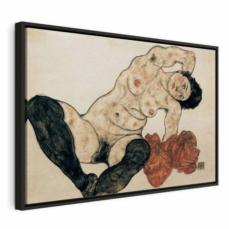 Obraz - Liegender Akt mit gelbem Handtuch (Egon Schiele) - obrazek 1