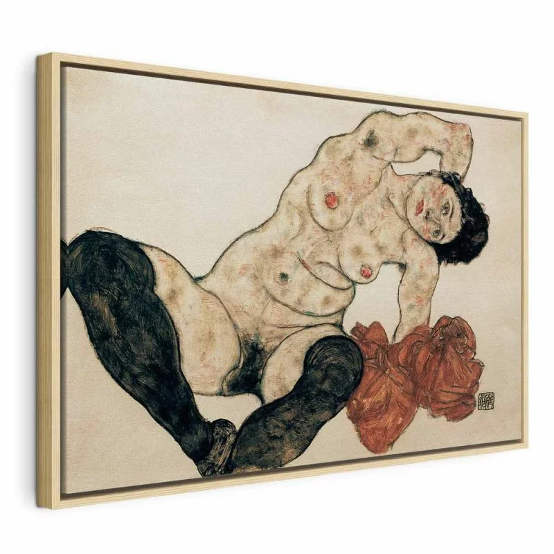 Obraz - Liegender Akt mit gelbem Handtuch (Egon Schiele) - obrazek 1