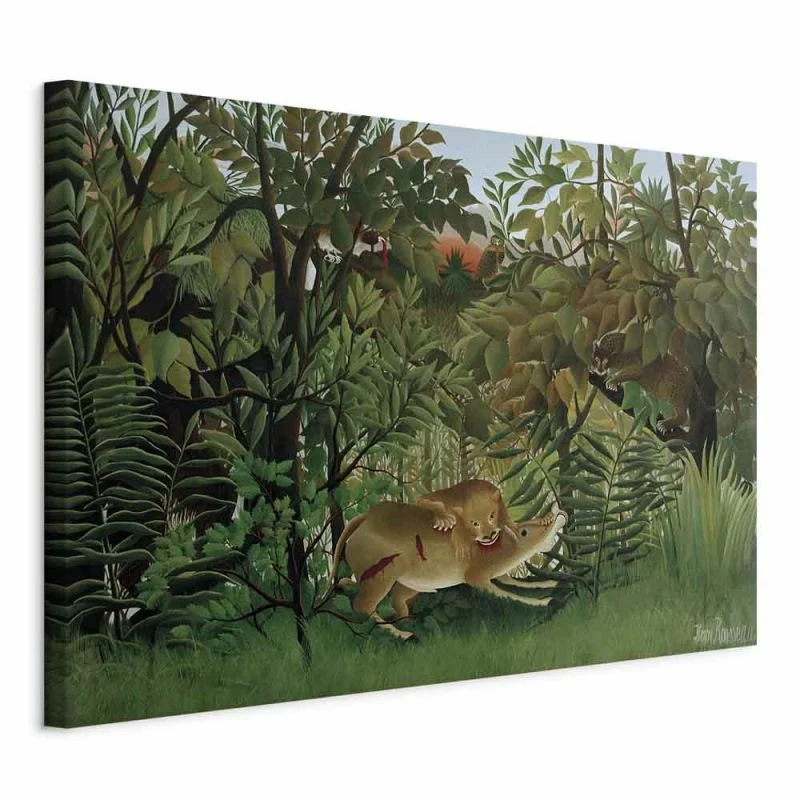 Obraz - Le Lion ayant faim se jette sur l'Antilope (Henri Rousseau) - obrazek 1