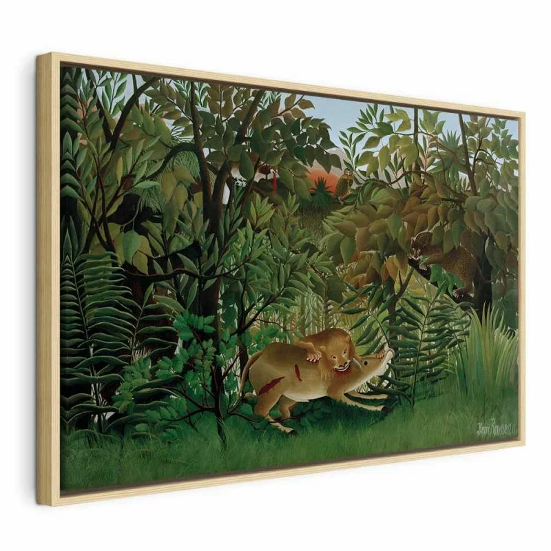 Obraz - Le Lion ayant faim se jette sur l'Antilope (Henri Rousseau) - obrazek 1