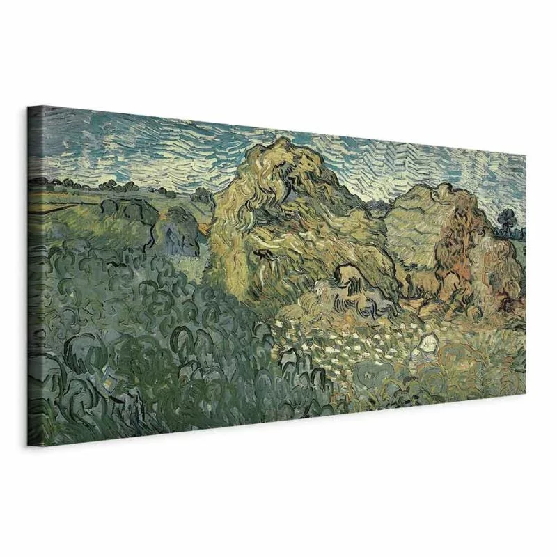Obraz - Field with Wheat Stacks (Vincent Van Gogh) - obrazek 1