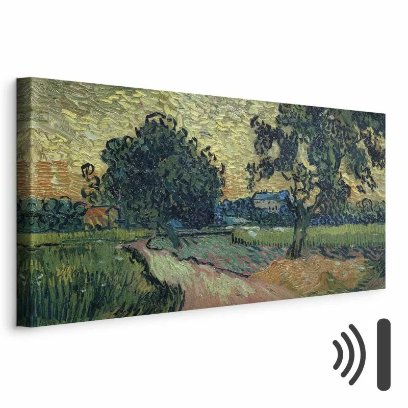 Obraz - Vincent Van Gogh – Krajobraz z zamkiem Auvers o zachodzie słońca - obrazek 1