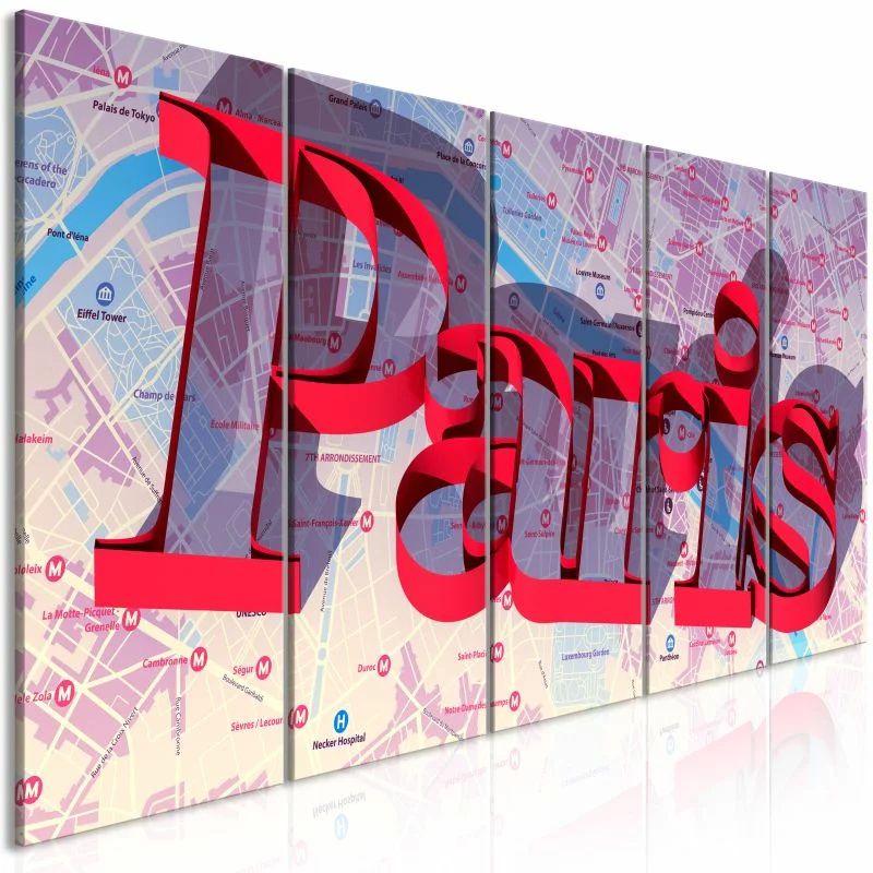 Obraz - Czerwony Paryż (5-częściowy) wąski - obrazek 1