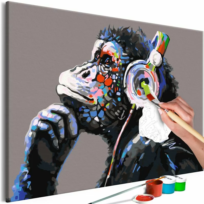Obraz do samodzielnego malowania - Muzykalna małpa - obrazek 1