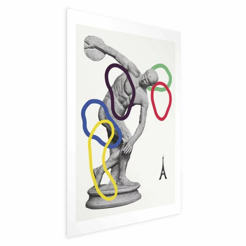 Plakat - Grafika kolaż - rzut dyskiem - rzeźba - obrazek 1