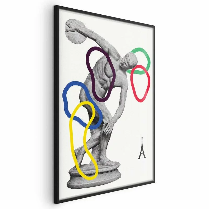 Plakat - Grafika kolaż - rzut dyskiem - rzeźba - obrazek 1