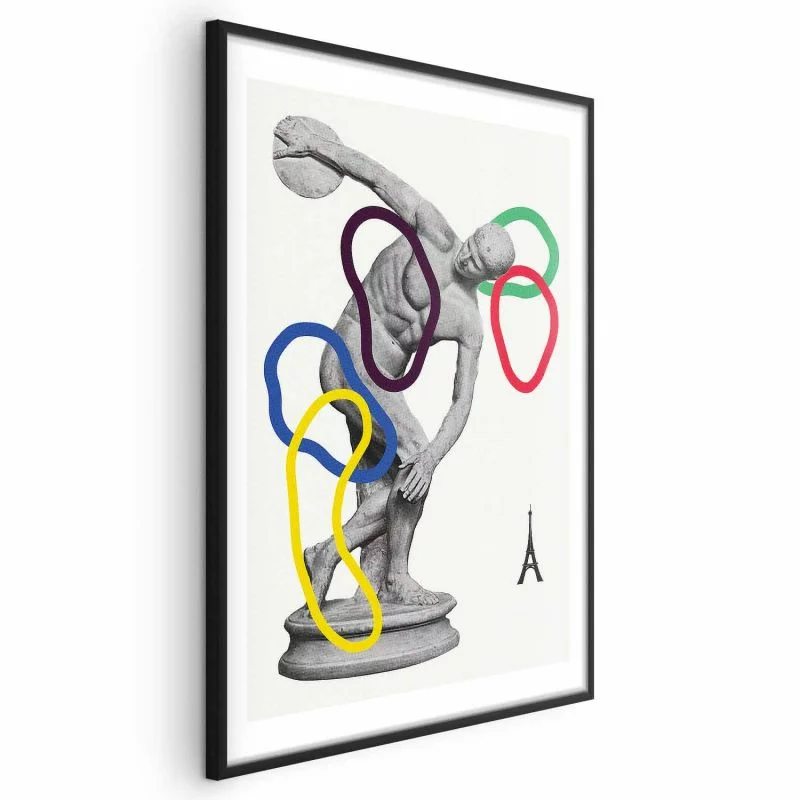 Plakat - Grafika kolaż - rzut dyskiem - rzeźba - obrazek 1