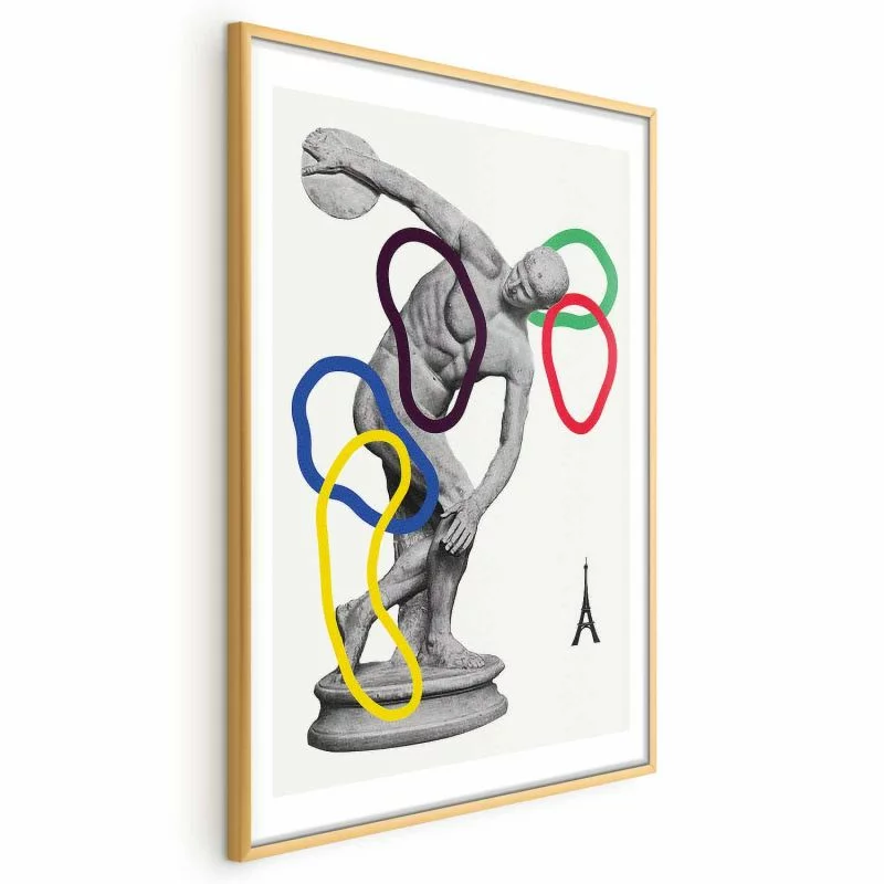 Plakat - Grafika kolaż - rzut dyskiem - rzeźba - obrazek 1