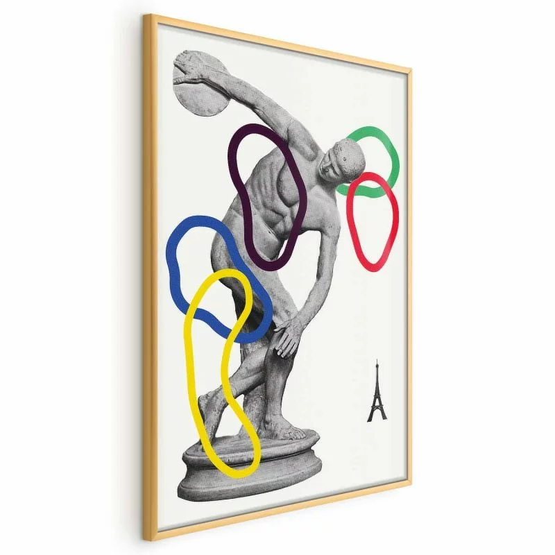 Plakat - Grafika kolaż - rzut dyskiem - rzeźba - obrazek 1
