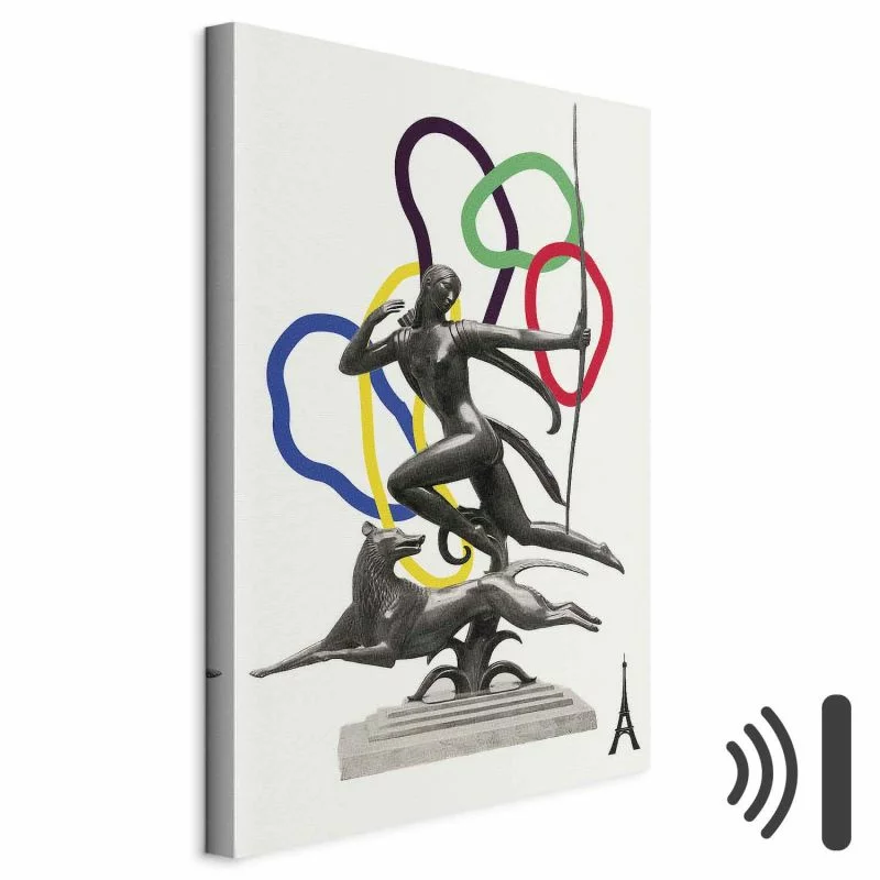 Obraz - Kobieta z psem - ilustracja - obrazek 1