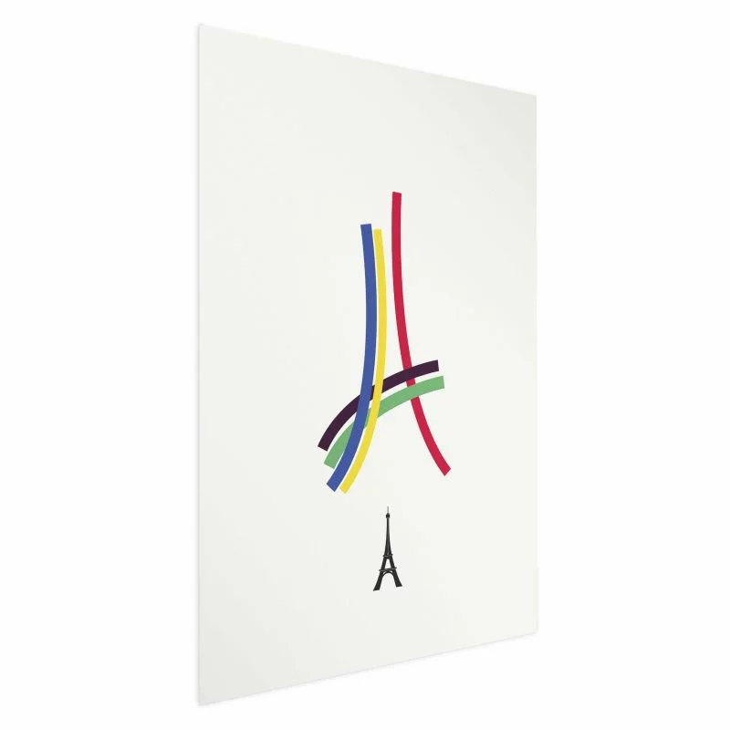 Plakat - Wieża Eiffla - grafika kolorowa - abstrakcja - obrazek 1