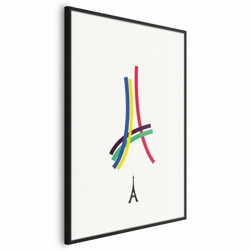 Plakat - Wieża Eiffla - grafika kolorowa - abstrakcja - obrazek 1