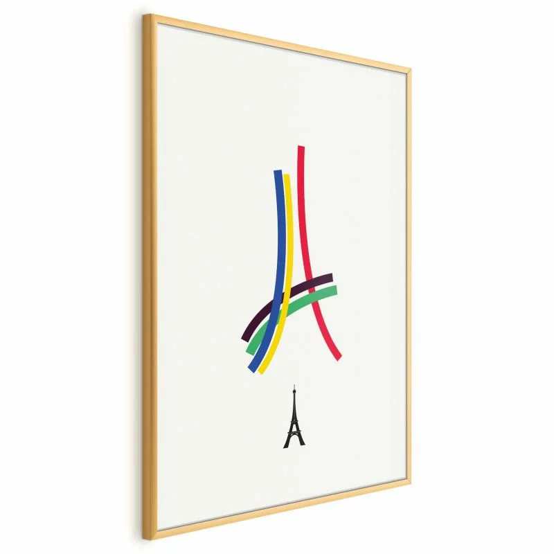 Plakat - Wieża Eiffla - grafika kolorowa - abstrakcja - obrazek 1