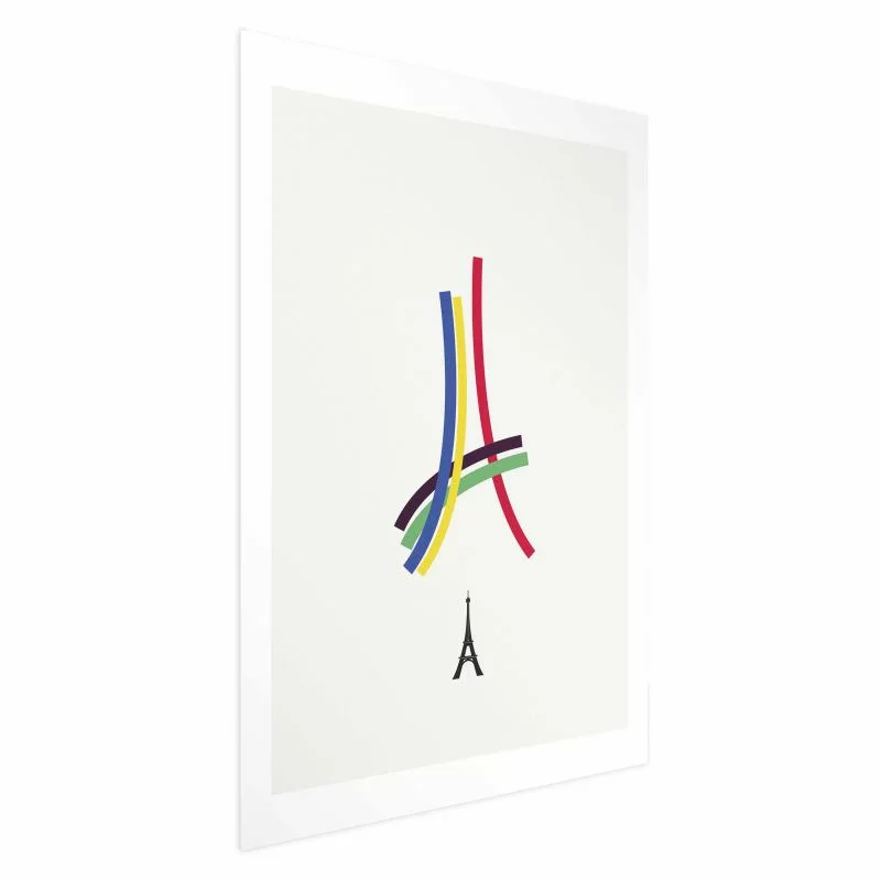 Plakat - Wieża Eiffla - grafika kolorowa - abstrakcja - obrazek 1