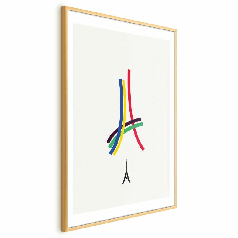 Plakat - Wieża Eiffla - grafika kolorowa - abstrakcja - obrazek 1