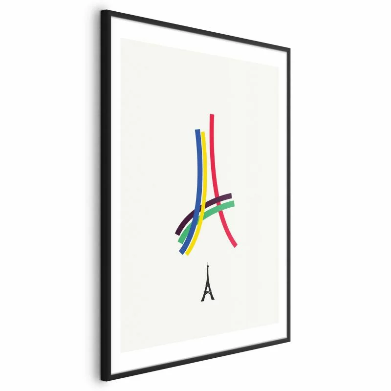 Plakat - Wieża Eiffla - grafika kolorowa - abstrakcja - obrazek 1