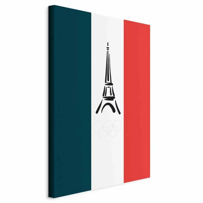Obraz - Flaga Francji z graficzną wieżą Eiffla - obrazek 1