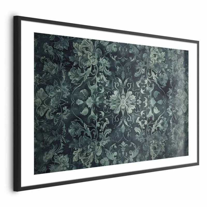 Plakat - Ornamenty dywanowe w szmaragdowych odcieniach - obrazek 1