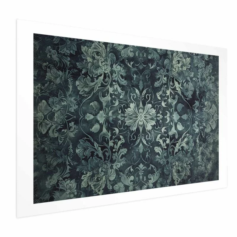 Plakat - Ornamenty dywanowe w szmaragdowych odcieniach - obrazek 1